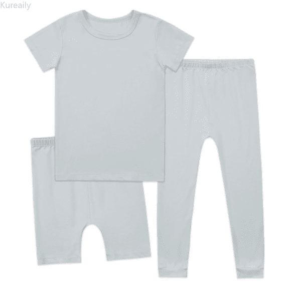 Kureaily Kids Boys Girls Pajamas Set 3Pcs Unisex Toddler Short Shirt And Pants Set Sleepwear Pj's 2-3 Years
