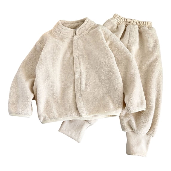 Kureaily Kids Snap Button Stand Collar Jacket and Jogger Pants Warm Set ...