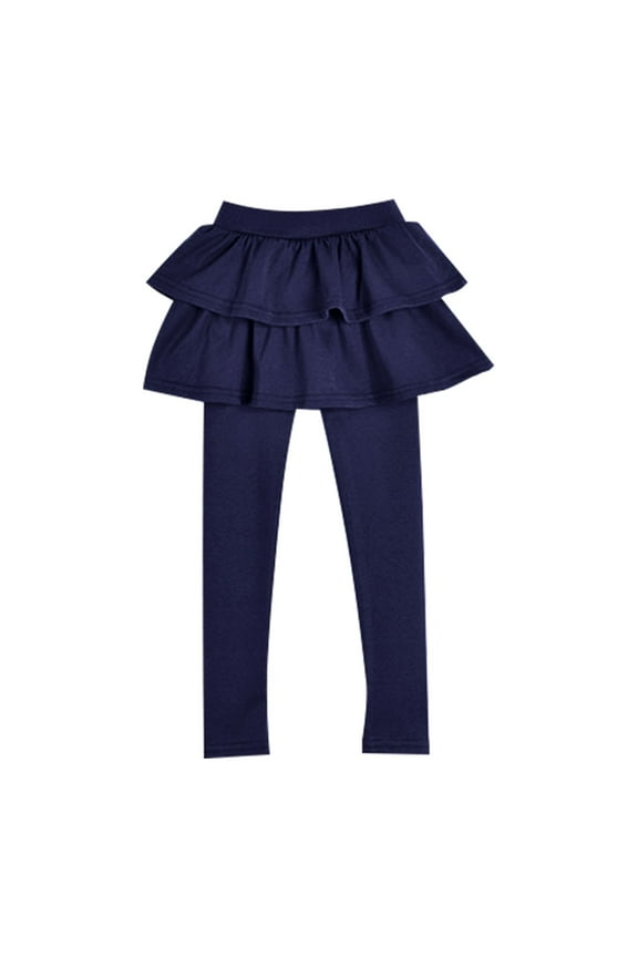 Kids Girls Warm Cute Cake Culottes Leggings With Ruffle Tutu Skirt Pants Little Girls Footless Leggings With Ruffle Tutu Skirt Pants 4-5 Years