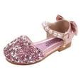 thumbnail image 1 of Kureaily Kids Little Girls Dress Pumps Glitter Sequins Princess Low Heels Party Dance Shoes Rhinestone Sandals/ Size 11,4.5-5 Years(Pink), 1 of 4