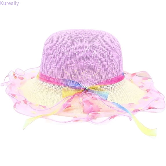 Kureaily Kids Sun Hat Wide Brim Summer Beach Hat For Boys Girls Toddler Outdoor Play Travel Breathable ,Children Sun Cap One Size ,Purple