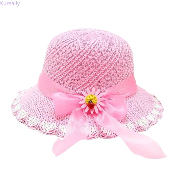 Kureaily Kids Sun Hat Wide Brim Summer Beach Hat For Boys Girls Toddler Outdoor Play Travel Breathable ,Kids Sun Hat One Size ,Pink