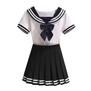 Kureaily Kids Toddler Baby Girls Spring Summer Print Cotton Short Sleeve Tops Student Skirts Outfits Clothes 4-5 Years