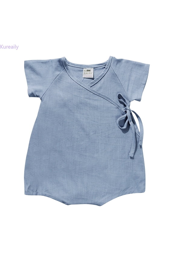Kimono Robe Linen Yarn Robe Baby Solid Romper Japanese Pajamas 3-6 Months
