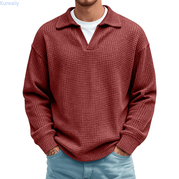 Kureaily Knit Collared Shirt Breathable Comfortable Casual Top For Everyday Wear Men’s Short Sleeve Shirt
