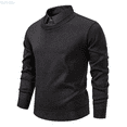 thumbnail image 1 of Kureaily Knit Sweater Coat With Built In Shirt Collar Fashionable Autumn Winter Outerwear For Gentlemen Mens Sweaters Lightweight, 1 of 5