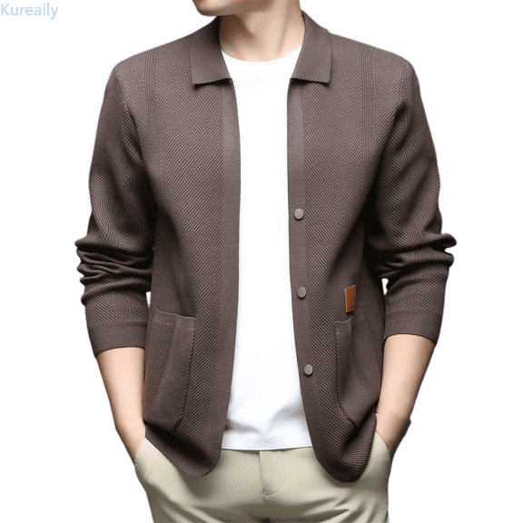 Kureaily Knitted Cardigan Sweater Coat Soft Stylish Layering For Cool Weather Mens Pullover Sweater