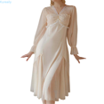 thumbnail image 1 of Kureaily Ladies Can Wear Long Casual Nightgown Home Wear With Net Lace And Breast Pads Nightshirt Soft Pajamas, 1 of 6