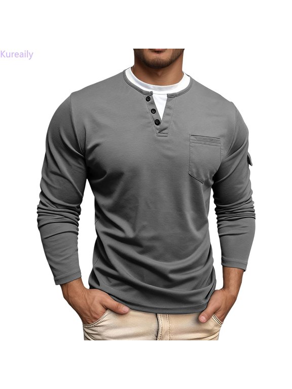 Layered Collar Long Sleeve T Shirt Casual Thermal Undershirt Comfortable Stretch Fit Basic Top Casual Beach T-Shirts, Size Small