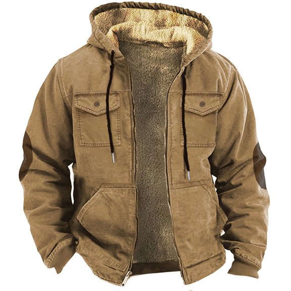 Kureaily Lined Hoodies for Men Heavyweight Full Zip Up Sweatshirt Thick Fleece Jackets Winter Warm Coats
