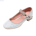 thumbnail image 1 of Kureaily Little/big Children Girls Summer Closed Toe Sequins Low Heel Princess Shoes Shiny Girls Shoes Daily Shoes 11.5-12 Years, 1 of 5