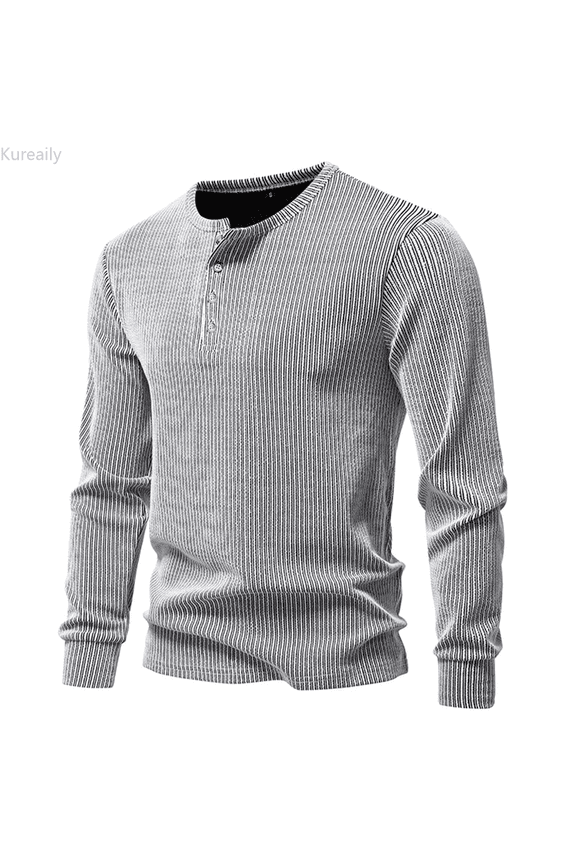 Long Sleeve T Shirt With Four Button Placket Comfortable Crew Neck Casual Shirt For Everyday Wear And Versatile Styling Summer Lightweight T-Shirts