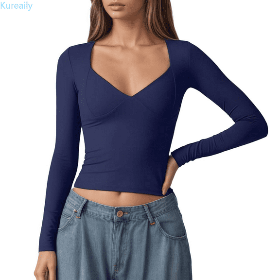 Kureaily Long Sleeve Turtleneck Top With Double Seamless Support Built In Bra For A Comfortable And Flattering Fit Casual Basic Tops
