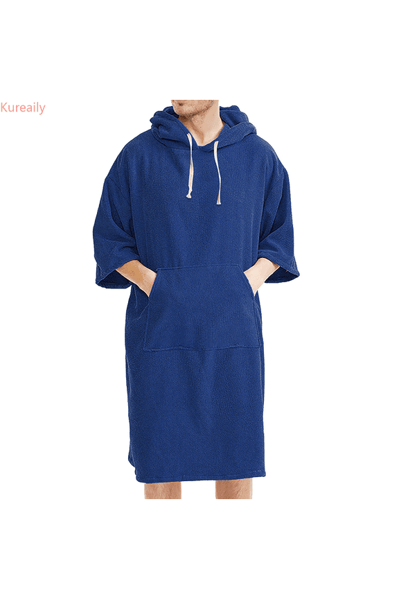 Men's Sweater Style Non Cardigan Wool Bathrobe Spa Robe Summer Pajamas
