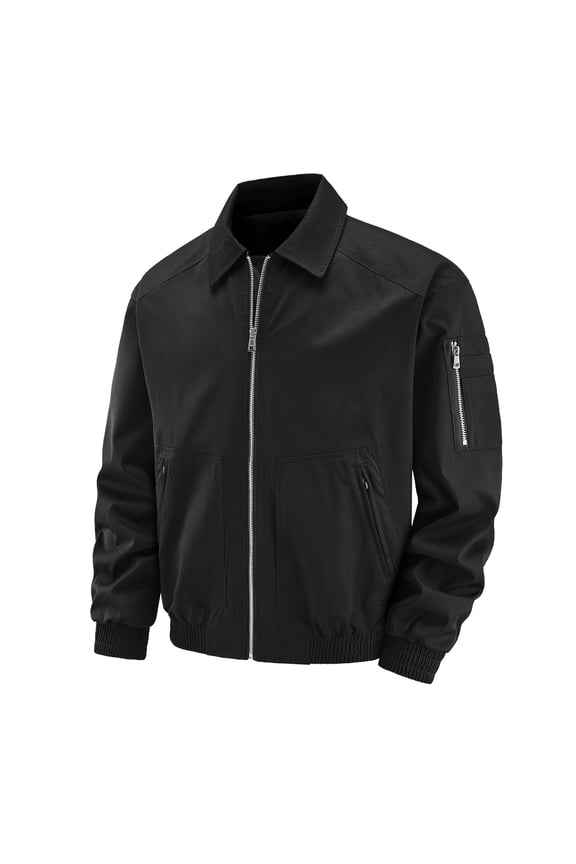 Male Solid Color Large Size Outdoor Autumn And Winter Jacket With Multiple Pockets And Lapel Air Force Flight Suit Baseball Jacket