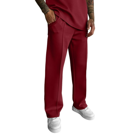 Kureaily Male Solid Color Long Trousers Tether Pants Sports Street Casual Trousers