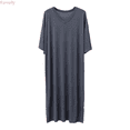thumbnail image 1 of Kureaily Male Solid Color Short Sleeve Round Neck Nightdress Robe Homewear Pajama Pants Sleepwear, 1 of 4