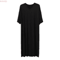 thumbnail image 1 of Kureaily Male Solid Color Short Sleeve Round Neck Nightdress Robe Homewear Two-Pieces Loungewear, 1 of 4