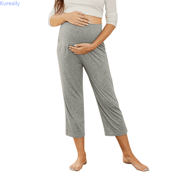 Kureaily Maternity Trousers In A Solid Color With Integrated Yoga Waistband And Functional Pockets Beach Lounge Pants