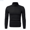 thumbnail image 1 of Kureaily Men Casual Turtleneck Slim Fit Basic Tops Lightweight Thin Pullover Sweater Long Sleeve Underwear Male Blouse T-Shirt, 1 of 1