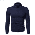 thumbnail image 1 of Kureaily Men Casual Turtleneck Slim Fit Basic Tops Lightweight Thin Pullover Sweater Long Sleeve Underwear Male Blouse T-Shirt, 1 of 1