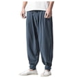 thumbnail image 1 of Kureaily Men Drawstring Pants Summer Baggy Boho Yoga Loose Casual Drop Crotch Trouser With Pockets, 1 of 4