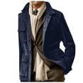 thumbnail image 1 of Kureaily Men Solid Color Lapel Button Cardigan Jacket European And Pocket Velvet Casual Loose Long Sleeved Jacket, 1 of 8