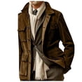 thumbnail image 1 of Kureaily Men Solid Color Lapel Button Cardigan Jacket European And Pocket Velvet Casual Loose Long Sleeved Jacket, 1 of 5