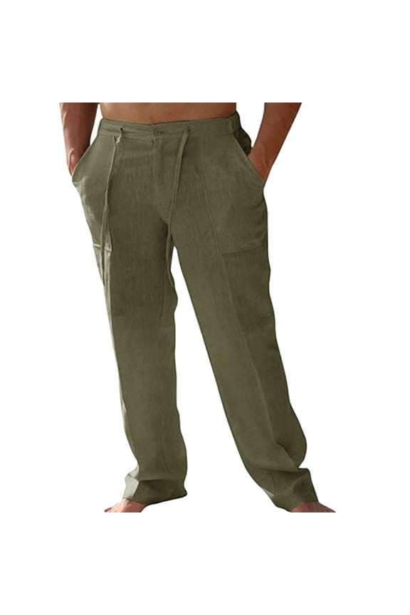 Men Spring And Summer Pant Casual All Solid Color Loose Trouser Fashion Beach Pant