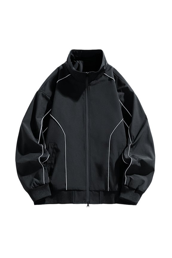 Men Standing Collar Solid Color Casual Outdoor Sport Mountaineering Jacket