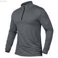 thumbnail image 1 of Kureaily Men's Active Sports Shirts Quarter Zip Long Sleeve Running Pullover Tops Outdoor Sweatshirt, 1 of 5