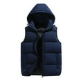 thumbnail image 1 of Kureaily Men's Autumn And Winter Vest Coat Coat Hat Removable Solid Colour Thickened Loose Vest, 1 of 3