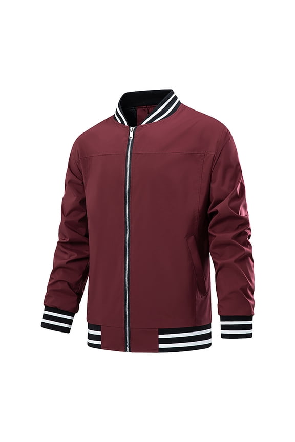 Men's Bom Ber Jackets Lightweight Windbreaker Full Zip Varsi Ty Jacket Casual Active Coat Outwear