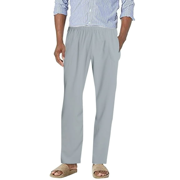 Kureaily Men's Casual Beach Pants Elastic Light Summer Pants