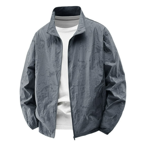Kureaily Men's Casual Jackets For Everyday Wear Relaxed Fit Printed Zip Up Jacket With Stretch Fabric For All Seasons