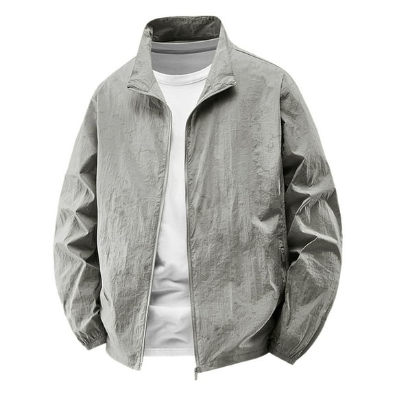 Kureaily Men's Casual Jackets For Everyday Wear Relaxed Fit Printed Zip Up Jacket With Stretch Fabric For All Seasons