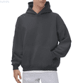 thumbnail image 1 of Kureaily Men's Casual Pullover Hoodie Solid Color Loose Fit Pocket Winter Sweatshirt Comfortable Soft Fabric For Daily Wear Mens Casual Sweatshirts, 1 of 5