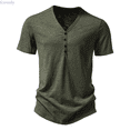thumbnail image 1 of Kureaily Men's Casual Shirts Classic V-neck Button Cotton Short Sleeve T-Shirt Summer Basic Solid Lightweight Tees Tops, 1 of 1