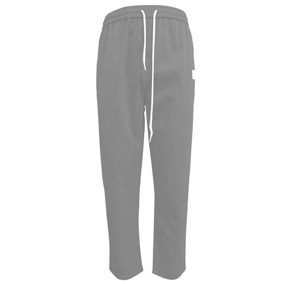 Kureaily Men's Casual Slim Fit Leather Label Cropped Pants Solid Color Casual Pocket Pants