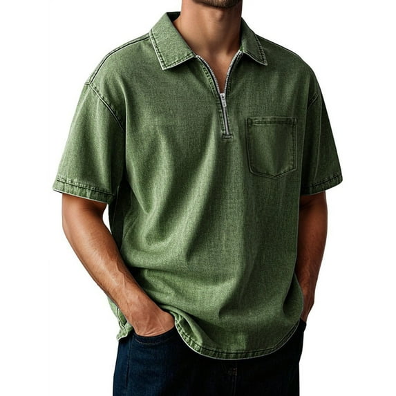 Kureaily Men's Casual T Shirts Lightweight Short Sleeve With Zipper For Outdoor And Everyday Wear Stylish And Comfortable Everyday Athletic T-Shirts