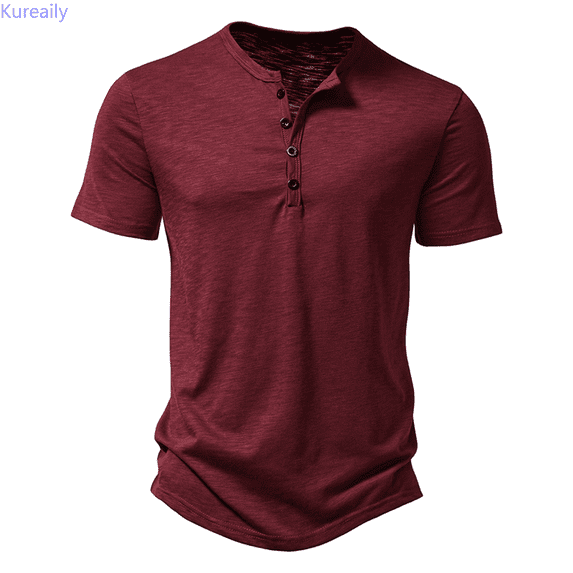 Kureaily Men's Casual Tee Shirt Collar Short Sleeve Summer Beach T Shirts