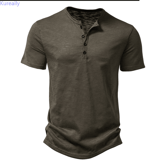 Kureaily Men's Casual Tee Shirt Collar Short Sleeve Summer Beach T Shirts