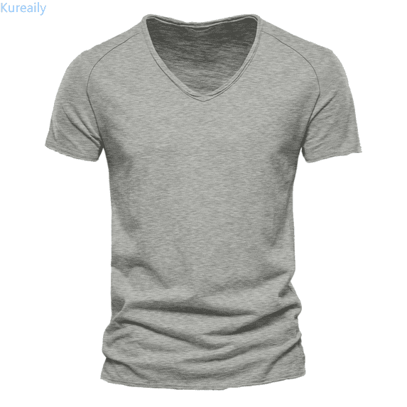 Kureaily Men's Casual V Neck T Shirts Loose Fit Comfortable Stretchy Pure Color Summer Tee For Daily Wear Tops Casual Cotton T-Shirts