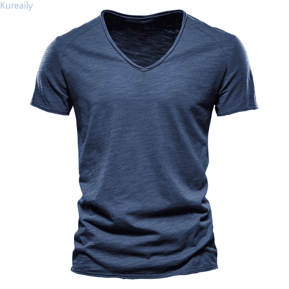 Kureaily Men's Casual V Neck T Shirts Loose Fit Comfortable Stretchy Pure Color Summer Tee For Daily Wear Tops Summer Lightweight T-Shirts
