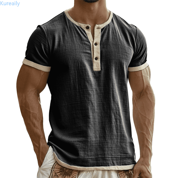 Kureaily Men's Casual Wear Short Sleeve Shirts Soft Washed Crew Neck Tops For Everyday Comfort Men's Loose T-Shirt