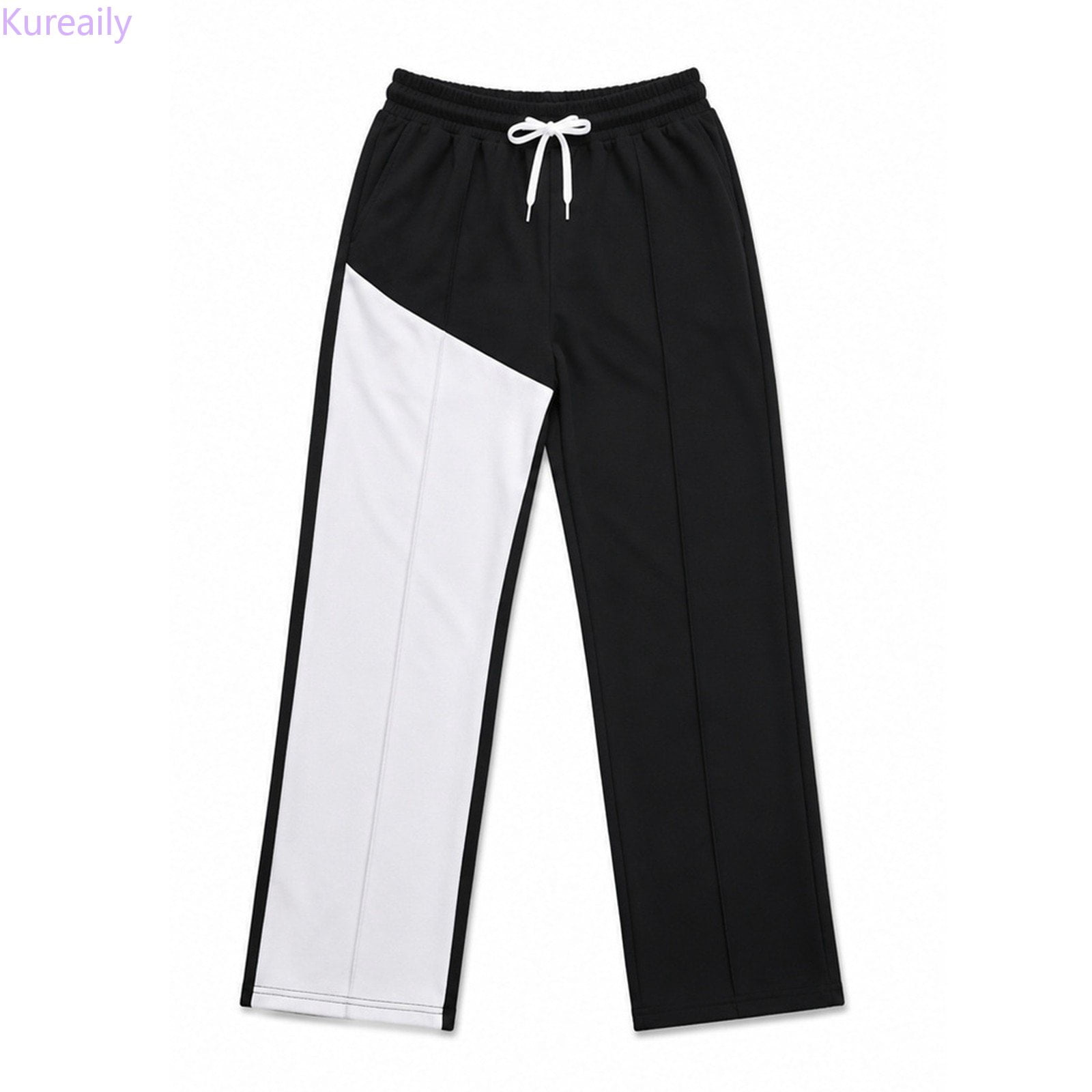 Track Fall Blocks Kureaily Men's Color Block Track Pants Straight Fit Casual Knit (Black ...