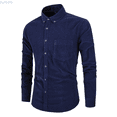 thumbnail image 1 of Kureaily Men's Corduroy Shirt Long Sleeve Slim Fit Casual Stylish Button Down Top For Daily Wear Outdoor Activities Summer Beach Shirts, 1 of 1