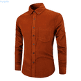 thumbnail image 1 of Kureaily Men's Corduroy Shirt Long Sleeve Slim Fit Casual Stylish Button Down Top For Daily Wear Outdoor Activities Vacation Wedding Shirts, 1 of 1
