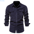 thumbnail image 1 of Kureaily Men's Corduroy Shirts Casual Western Long Sleeve Button Down Shacket Jackets with 2 Flap Pocket, 1 of 7