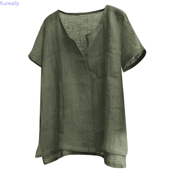 Kureaily Men's Cotton Linen Henley T-Shirts Long Sleeve Hippie Casual Beach T-Shirts